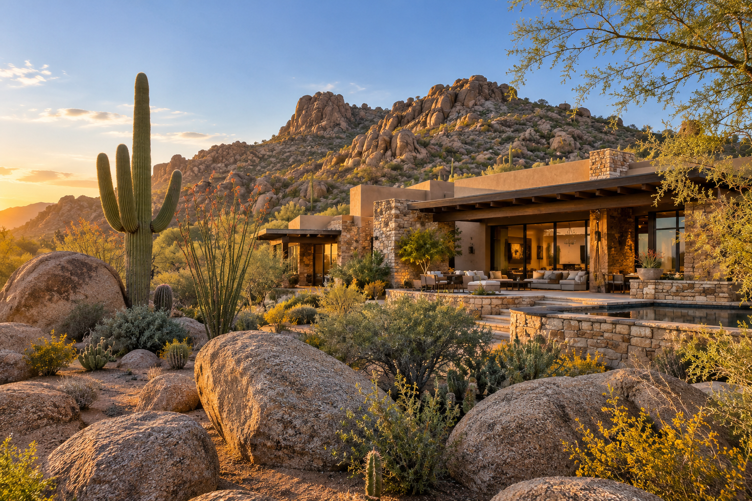 Carefree foothills home Custom desert home among granite boulders in Carefree, Arizona